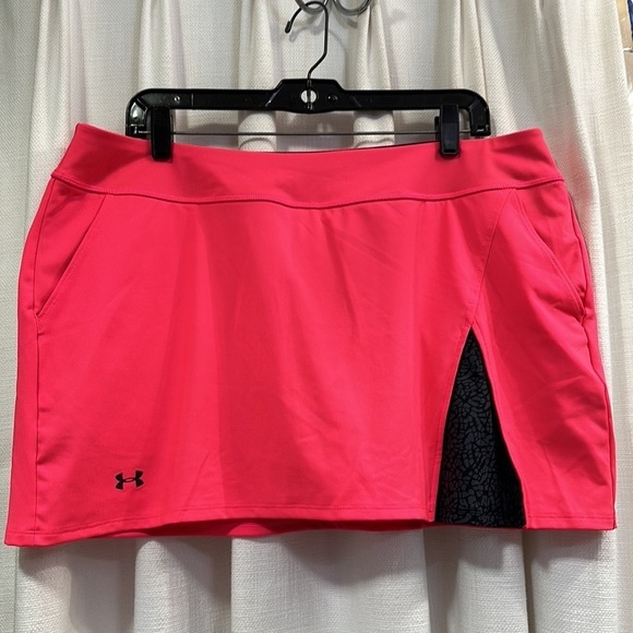 Women’s Pink & Black Under Armour Polyester & Spandex Tennis Golf Skort Size XL - Picture 2 of 10